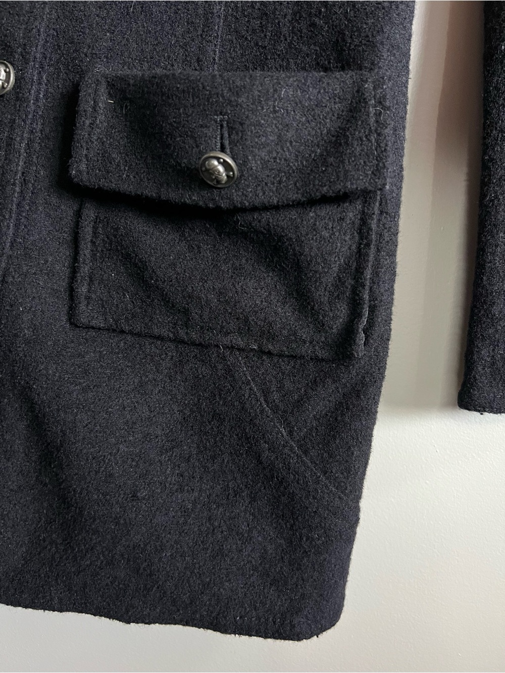 Amass Long Cardigan Sweater Coat Silver Skull Button Front Knit Women’s Size 3 - Picture 5 of 9